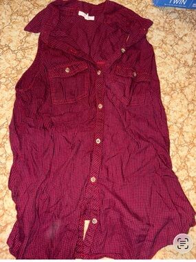 MAURICES Plaid Gingham Button  Light Weight  Tank Top Small